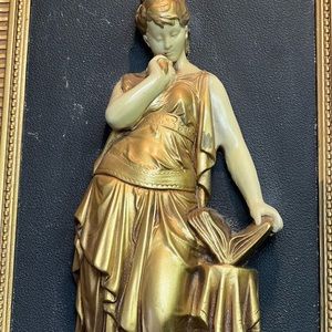 Antique Vintage Framed Greek Woman Sculpture  wall art